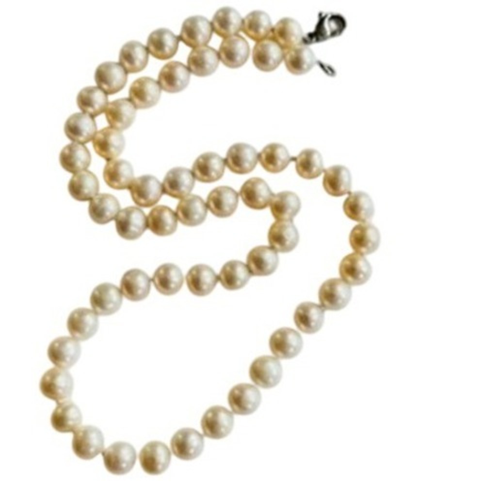 JCM JACMEL MAURITIUS White Pearl Necklace Knotted beads Sterling Silver 925 18"L